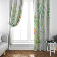 Summer Green Polynesian Jellyfish Window Curtain Watercolor Glows - Polynesian Pride