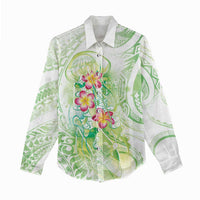 Summer Green Polynesian Jellyfish Women Casual Shirt Watercolor Glows - Polynesian Pride