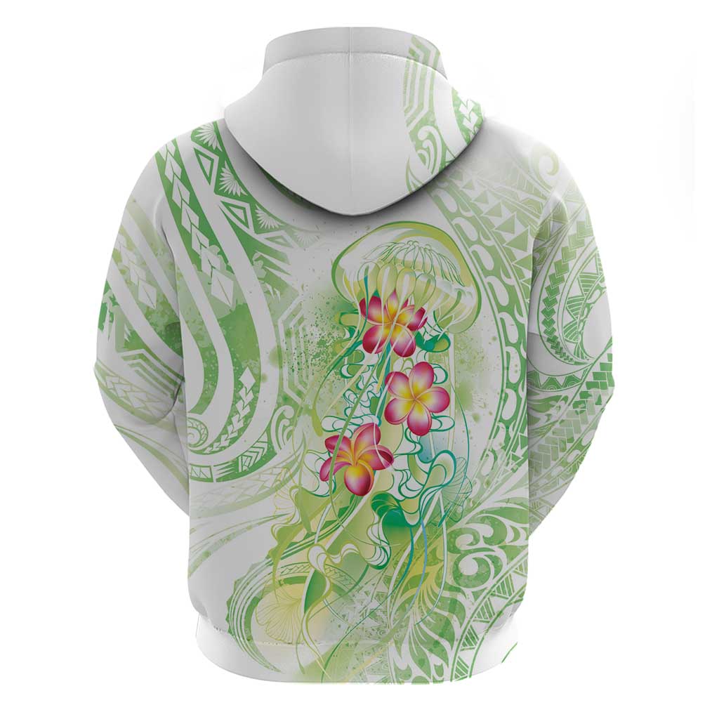 Summer Green Polynesian Jellyfish Zip Hoodie Watercolor Glows - Polynesian Pride