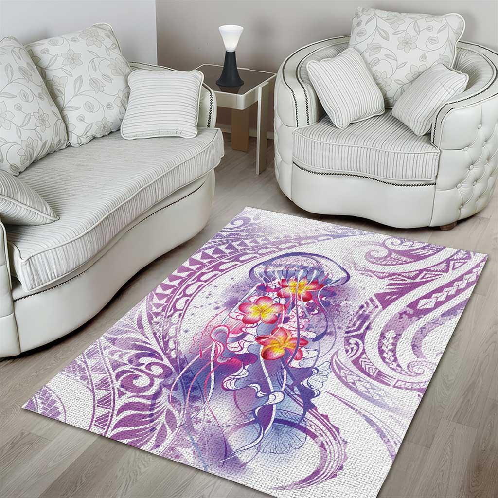 Lavender Polynesian Jellyfish Area Rug Watercolor Glows - Polynesian Pride
