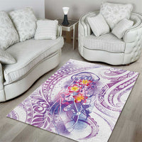 Lavender Polynesian Jellyfish Area Rug Watercolor Glows - Polynesian Pride