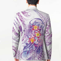 Lavender Polynesian Jellyfish Blazer Watercolor Glows - Polynesian Pride