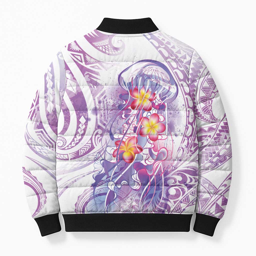 Lavender Polynesian Jellyfish Bomber Puffer Jacket Watercolor Glows - Polynesian Pride