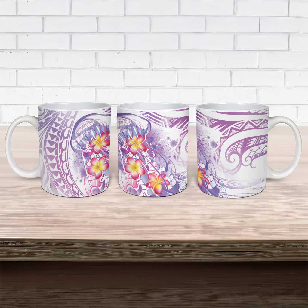 Lavender Polynesian Jellyfish Ceramic Mug Watercolor Glows - Polynesian Pride