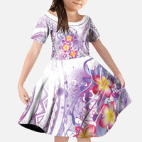 Lavender Polynesian Jellyfish Family Matching Off Shoulder Maxi Dress and Hawaiian Shirt Watercolor Glows - Polynesian Pride