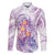Lavender Polynesian Jellyfish Family Matching Off Shoulder Maxi Dress and Hawaiian Shirt Watercolor Glows - Polynesian Pride