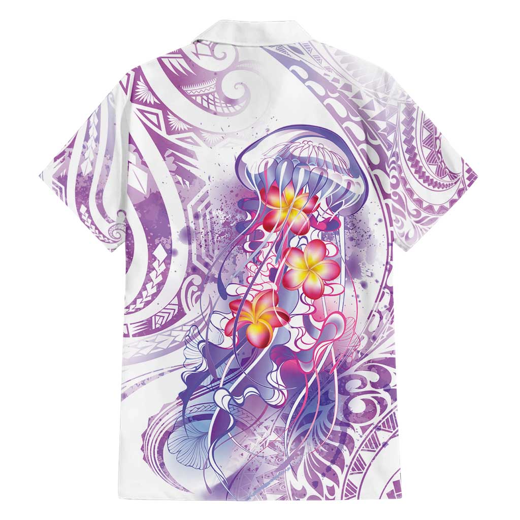 Lavender Polynesian Jellyfish Family Matching Off Shoulder Short Dress and Hawaiian Shirt Watercolor Glows - Polynesian Pride