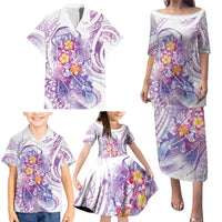 Lavender Polynesian Jellyfish Family Matching Puletasi and Hawaiian Shirt Watercolor Glows - Polynesian Pride