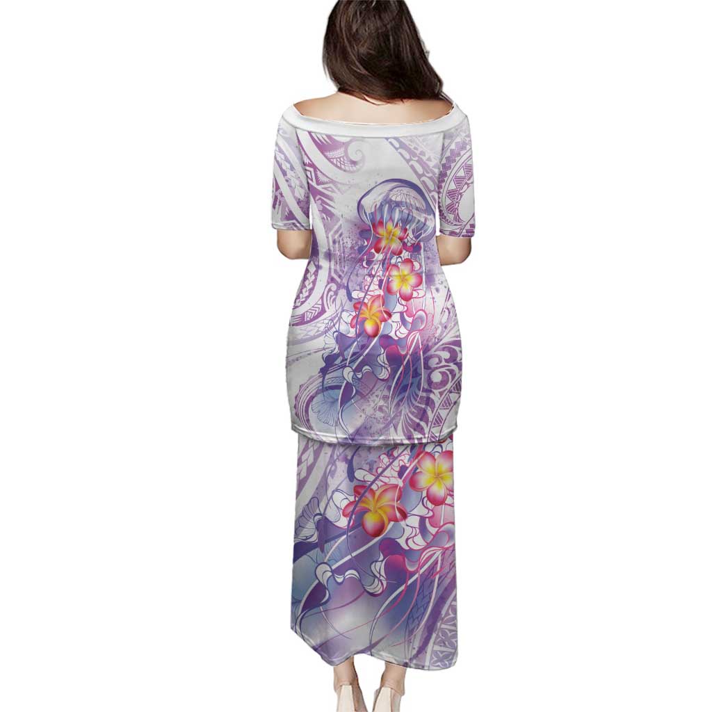 Lavender Polynesian Jellyfish Family Matching Puletasi and Hawaiian Shirt Watercolor Glows - Polynesian Pride