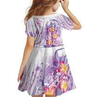 Lavender Polynesian Jellyfish Family Matching Short Sleeve Bodycon Dress and Hawaiian Shirt Watercolor Glows LT7 - Polynesian Pride