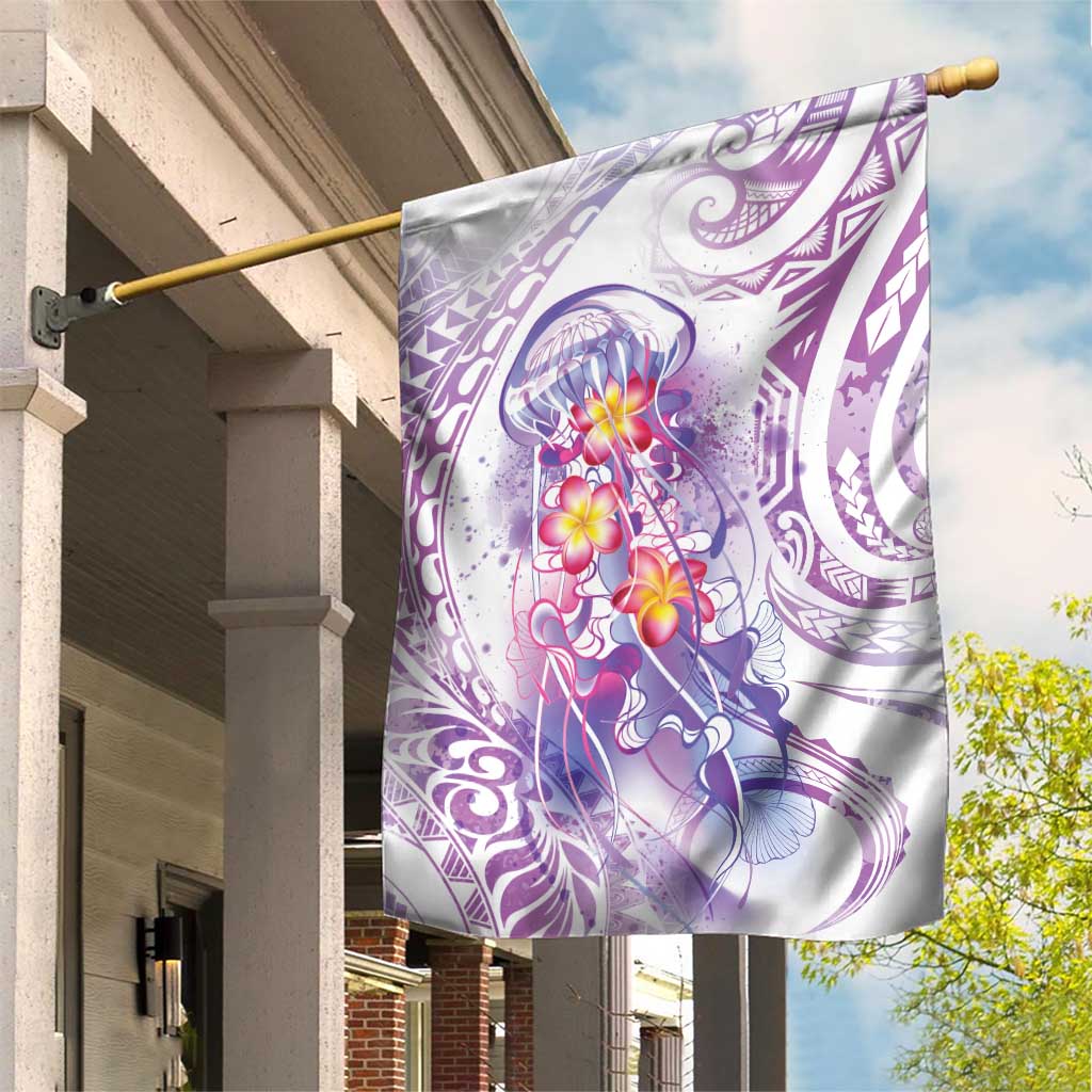 Lavender Polynesian Jellyfish Garden Flag Watercolor Glows - Polynesian Pride