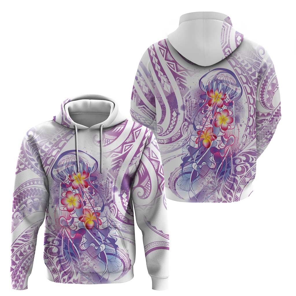 Lavender Polynesian Jellyfish Hoodie Watercolor Glows - Polynesian Pride