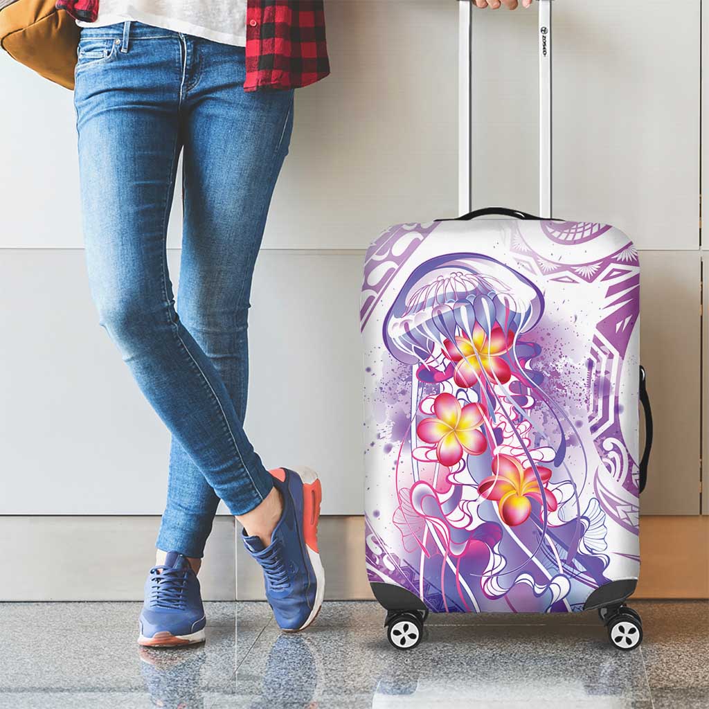 Lavender Polynesian Jellyfish Luggage Cover Watercolor Glows - Polynesian Pride
