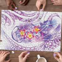 Lavender Polynesian Jellyfish Puzzle Watercolor Glows - Polynesian Pride