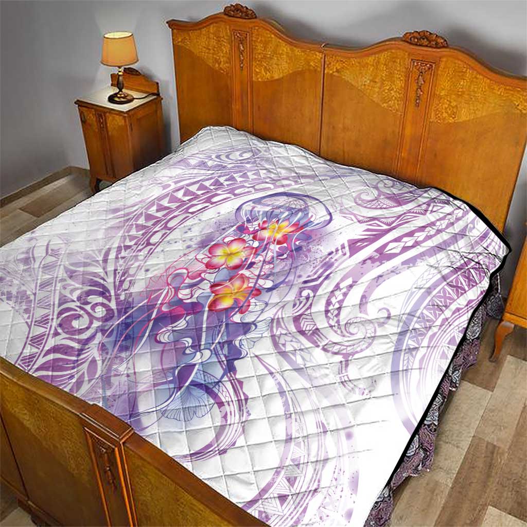 Lavender Polynesian Jellyfish Quilt Watercolor Glows - Polynesian Pride