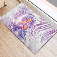Lavender Polynesian Jellyfish Rubber Doormat Watercolor Glows - Polynesian Pride