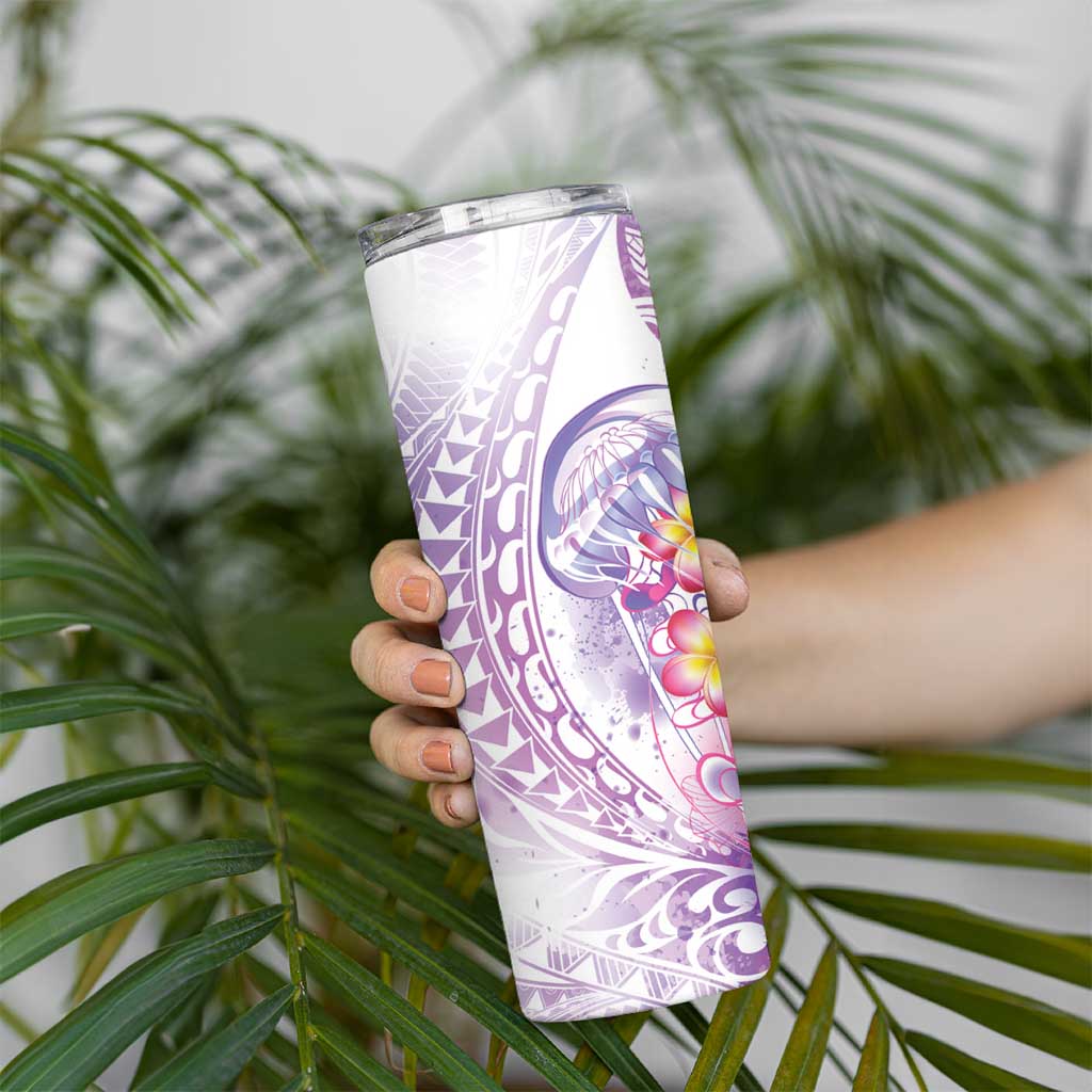 Lavender Polynesian Jellyfish Skinny Tumbler Watercolor Glows - Polynesian Pride