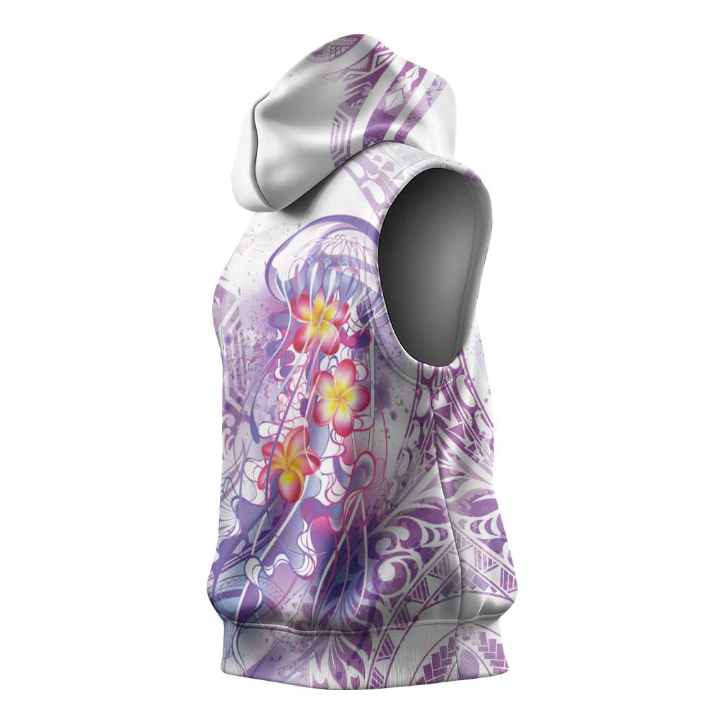 Lavender Polynesian Jellyfish Sleeveless Hoodie Watercolor Glows - Polynesian Pride