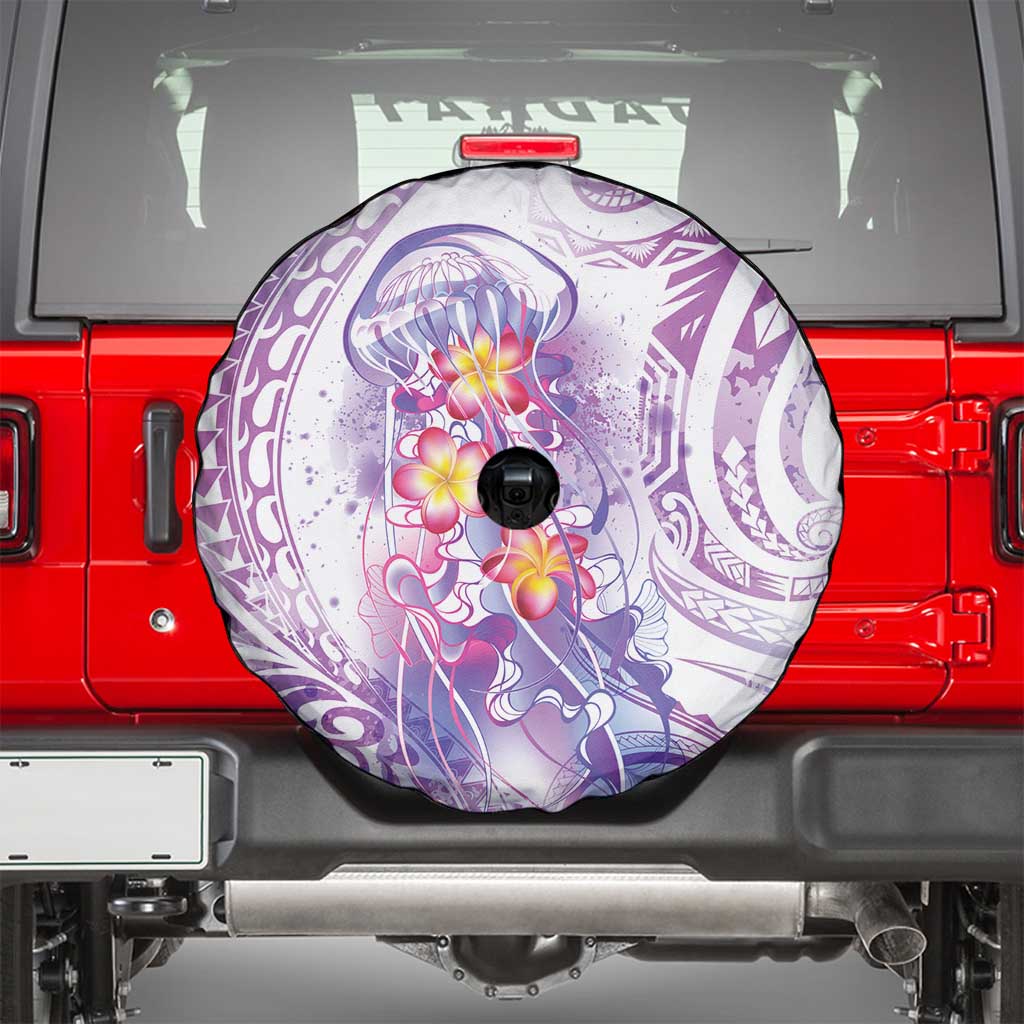 Lavender Polynesian Jellyfish Spare Tire Cover Watercolor Glows - Polynesian Pride