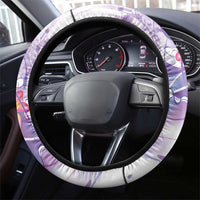 Lavender Polynesian Jellyfish Steering Wheel Cover Watercolor Glows - Polynesian Pride