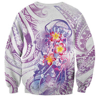 Lavender Polynesian Jellyfish Sweatshirt Watercolor Glows - Polynesian Pride