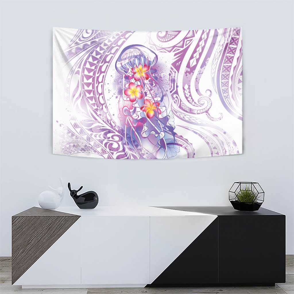 Lavender Polynesian Jellyfish Tapestry Watercolor Glows - Polynesian Pride