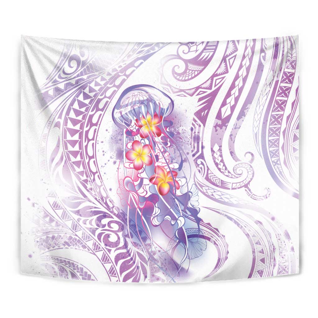 Lavender Polynesian Jellyfish Tapestry Watercolor Glows - Polynesian Pride