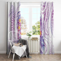 Lavender Polynesian Jellyfish Window Curtain Watercolor Glows - Polynesian Pride