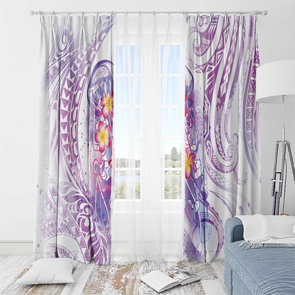 Lavender Polynesian Jellyfish Window Curtain Watercolor Glows - Polynesian Pride