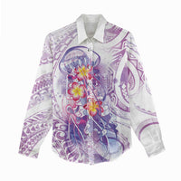 Lavender Polynesian Jellyfish Women Casual Shirt Watercolor Glows - Polynesian Pride
