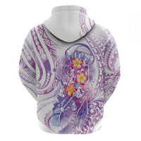 Lavender Polynesian Jellyfish Zip Hoodie Watercolor Glows - Polynesian Pride