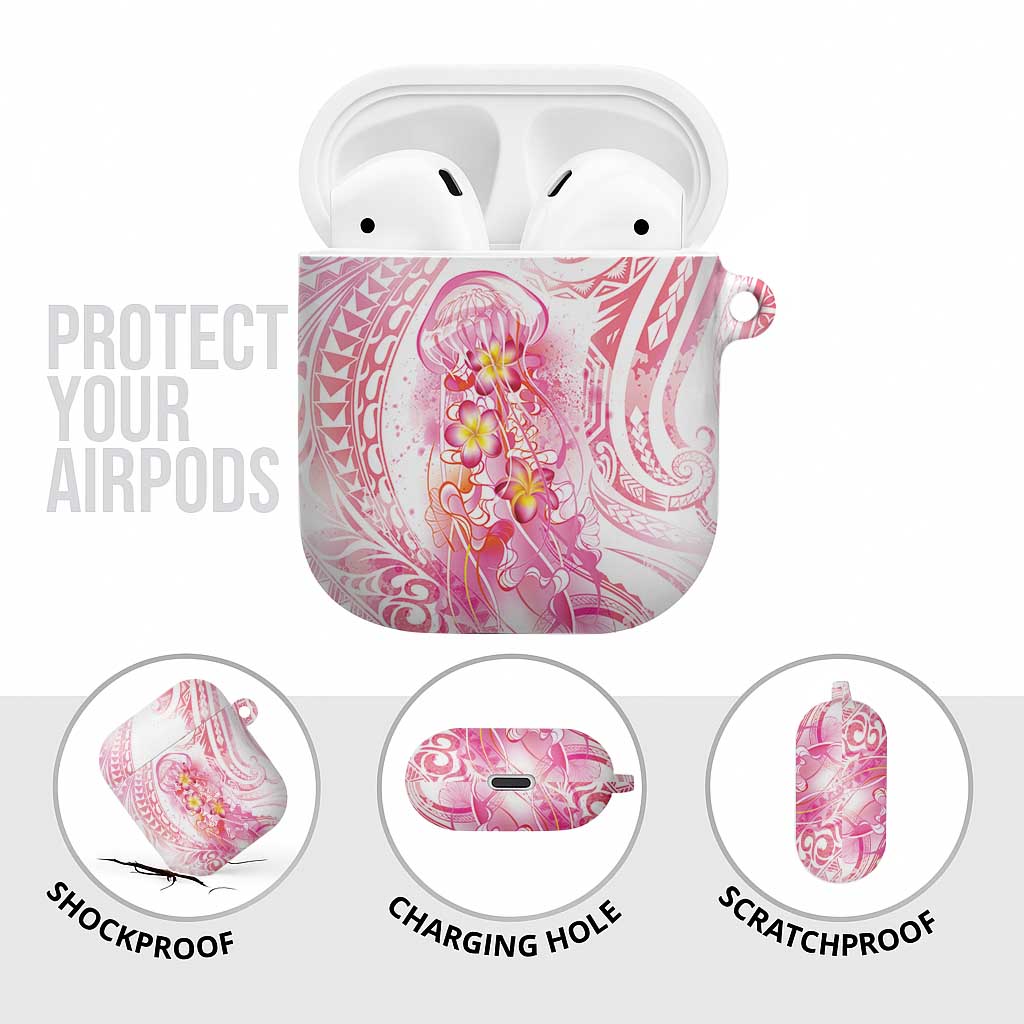 Rose Pink Polynesian Jellyfish AirPods Case Watercolor Glows - Polynesian Pride