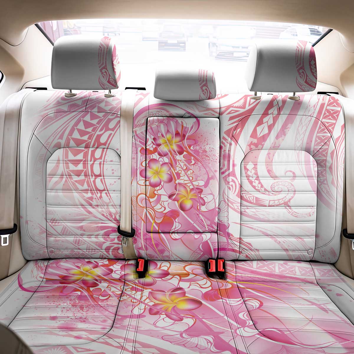 Rose Pink Polynesian Jellyfish Back Car Seat Cover Watercolor Glows - Polynesian Pride
