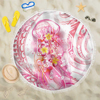 Rose Pink Polynesian Jellyfish Beach Blanket Watercolor Glows - Polynesian Pride