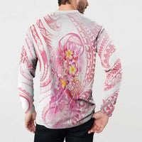 Rose Pink Polynesian Jellyfish Button Sweatshirt Watercolor Glows - Polynesian Pride