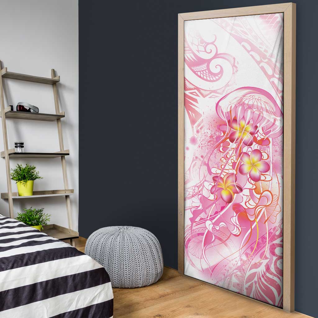 Rose Pink Polynesian Jellyfish Door Cover Watercolor Glows - Polynesian Pride