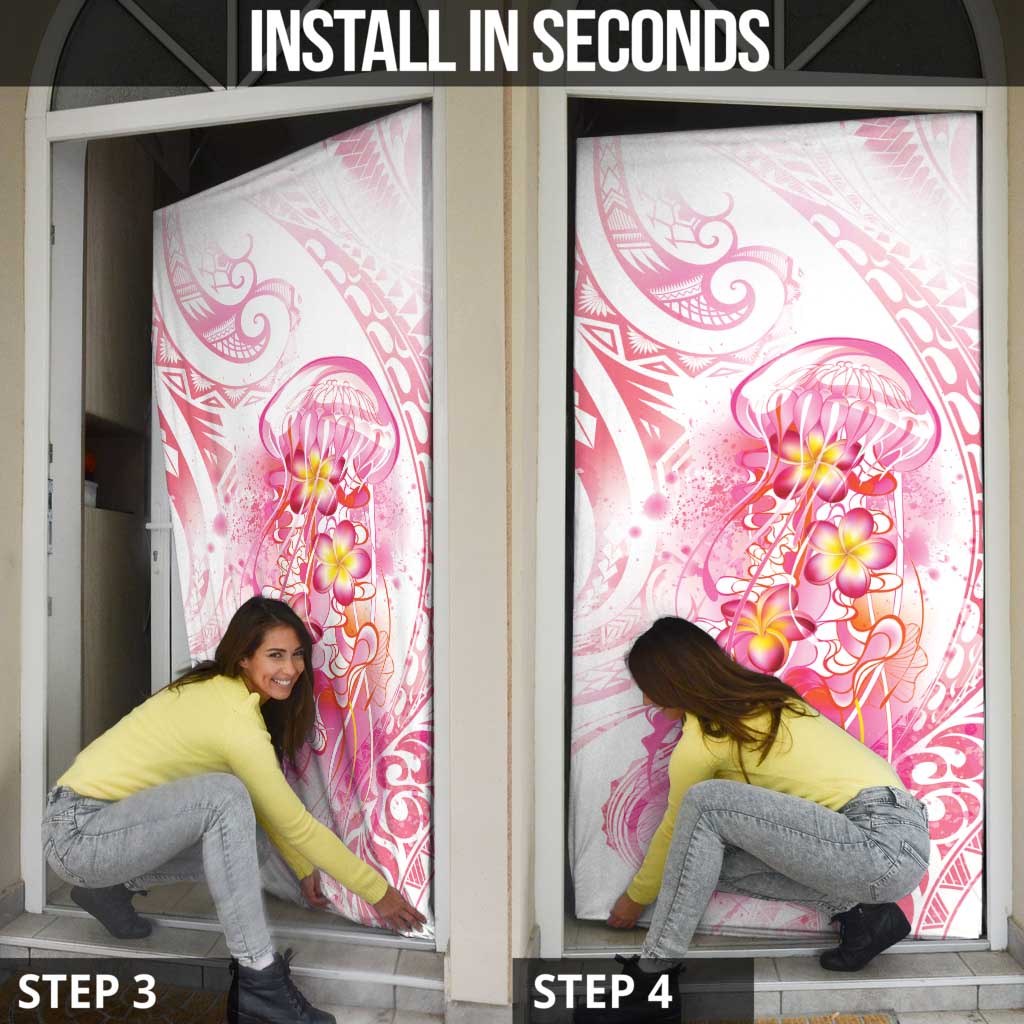 Rose Pink Polynesian Jellyfish Door Cover Watercolor Glows - Polynesian Pride