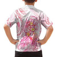 Rose Pink Polynesian Jellyfish Family Matching Long Sleeve Bodycon Dress and Hawaiian Shirt Watercolor Glows LT7 - Polynesian Pride