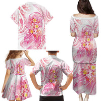 Rose Pink Polynesian Jellyfish Family Matching Puletasi and Hawaiian Shirt Watercolor Glows - Polynesian Pride