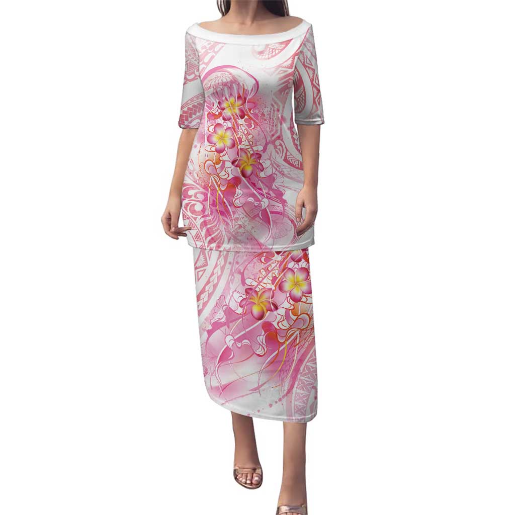 Rose Pink Polynesian Jellyfish Family Matching Puletasi and Hawaiian Shirt Watercolor Glows - Polynesian Pride