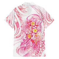 Rose Pink Polynesian Jellyfish Family Matching Short Sleeve Bodycon Dress and Hawaiian Shirt Watercolor Glows LT7 - Polynesian Pride
