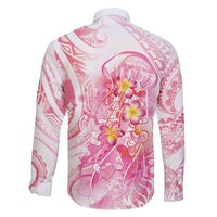Rose Pink Polynesian Jellyfish Family Matching Short Sleeve Bodycon Dress and Hawaiian Shirt Watercolor Glows LT7 - Polynesian Pride