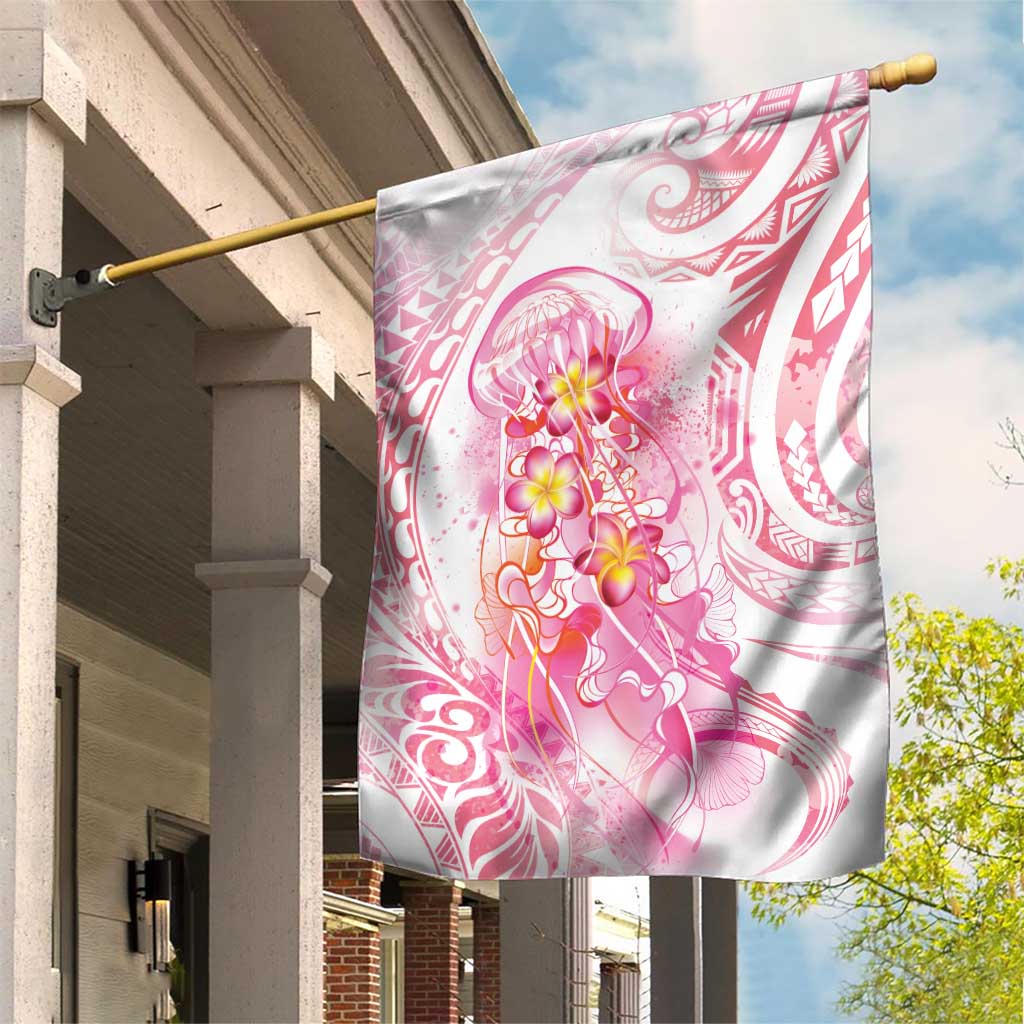 Rose Pink Polynesian Jellyfish Garden Flag Watercolor Glows - Polynesian Pride