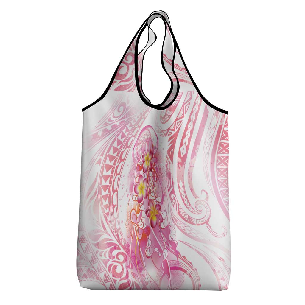Rose Pink Polynesian Jellyfish Grocery Bag Watercolor Glows - Polynesian Pride