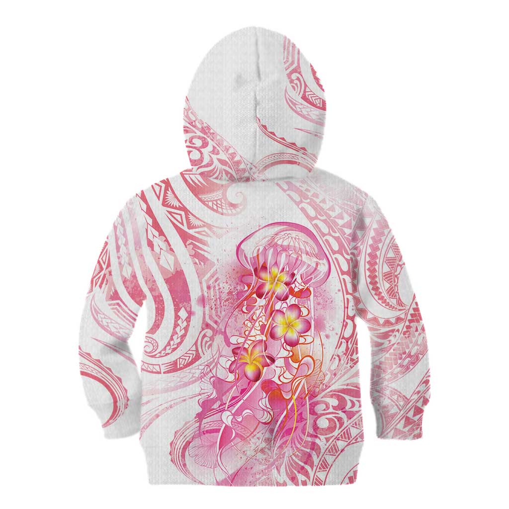 Rose Pink Polynesian Jellyfish Kid Hoodie Watercolor Glows - Polynesian Pride