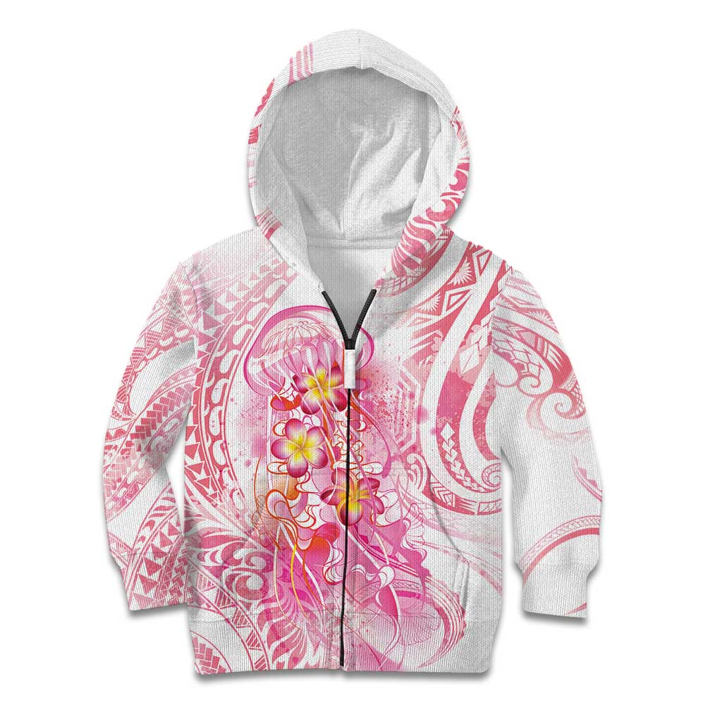 Rose Pink Polynesian Jellyfish Kid Hoodie Watercolor Glows - Polynesian Pride