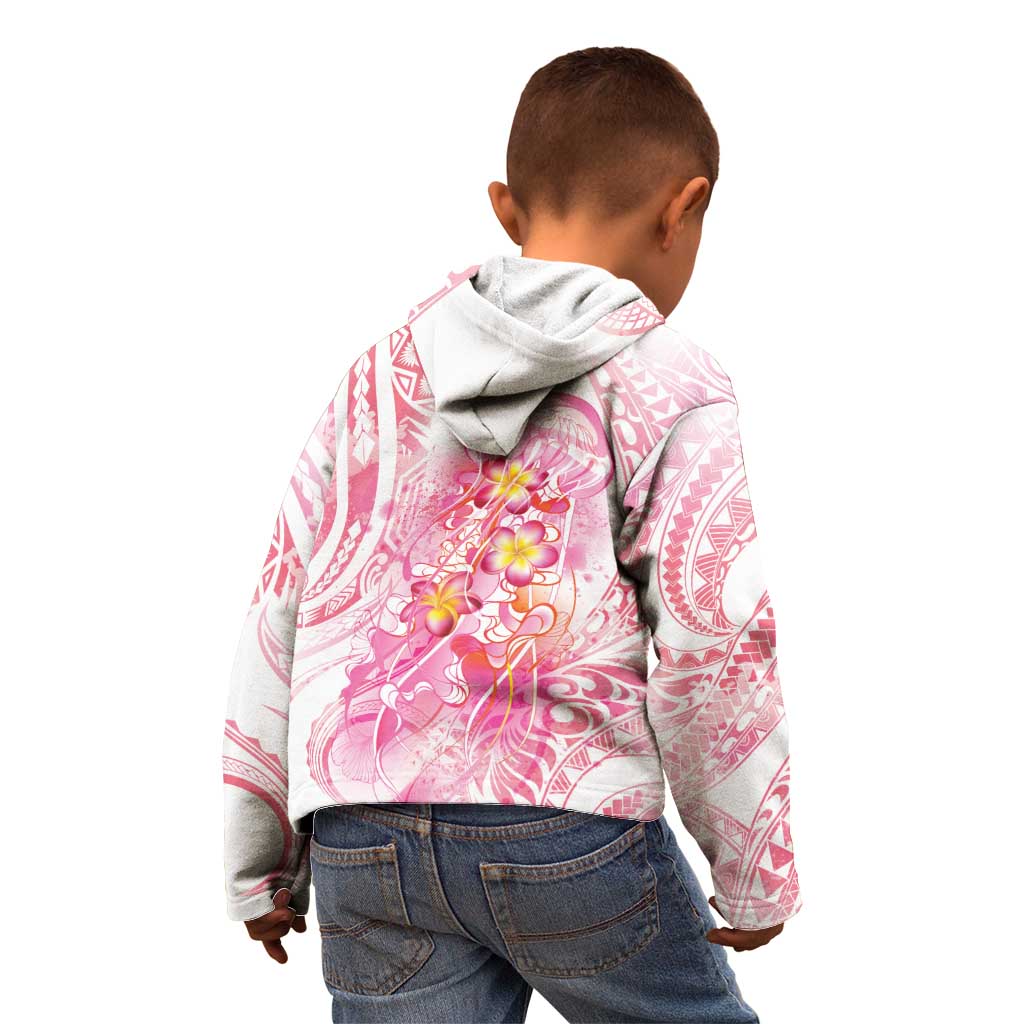 Rose Pink Polynesian Jellyfish Kid Hoodie Watercolor Glows - Polynesian Pride