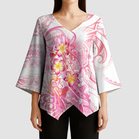 Rose Pink Polynesian Jellyfish Kimono Sleeve Blouse Watercolor Glows - Polynesian Pride