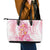 Rose Pink Polynesian Jellyfish Leather Tote Bag Watercolor Glows - Polynesian Pride