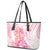 Rose Pink Polynesian Jellyfish Leather Tote Bag Watercolor Glows - Polynesian Pride
